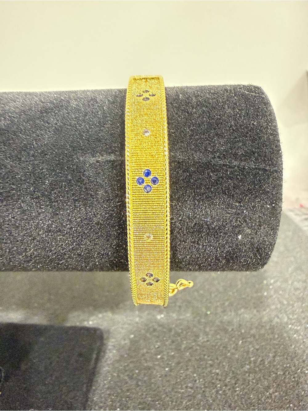 Freida Rothman Gold Tone Blue Accent Women's Bangle Bracelet